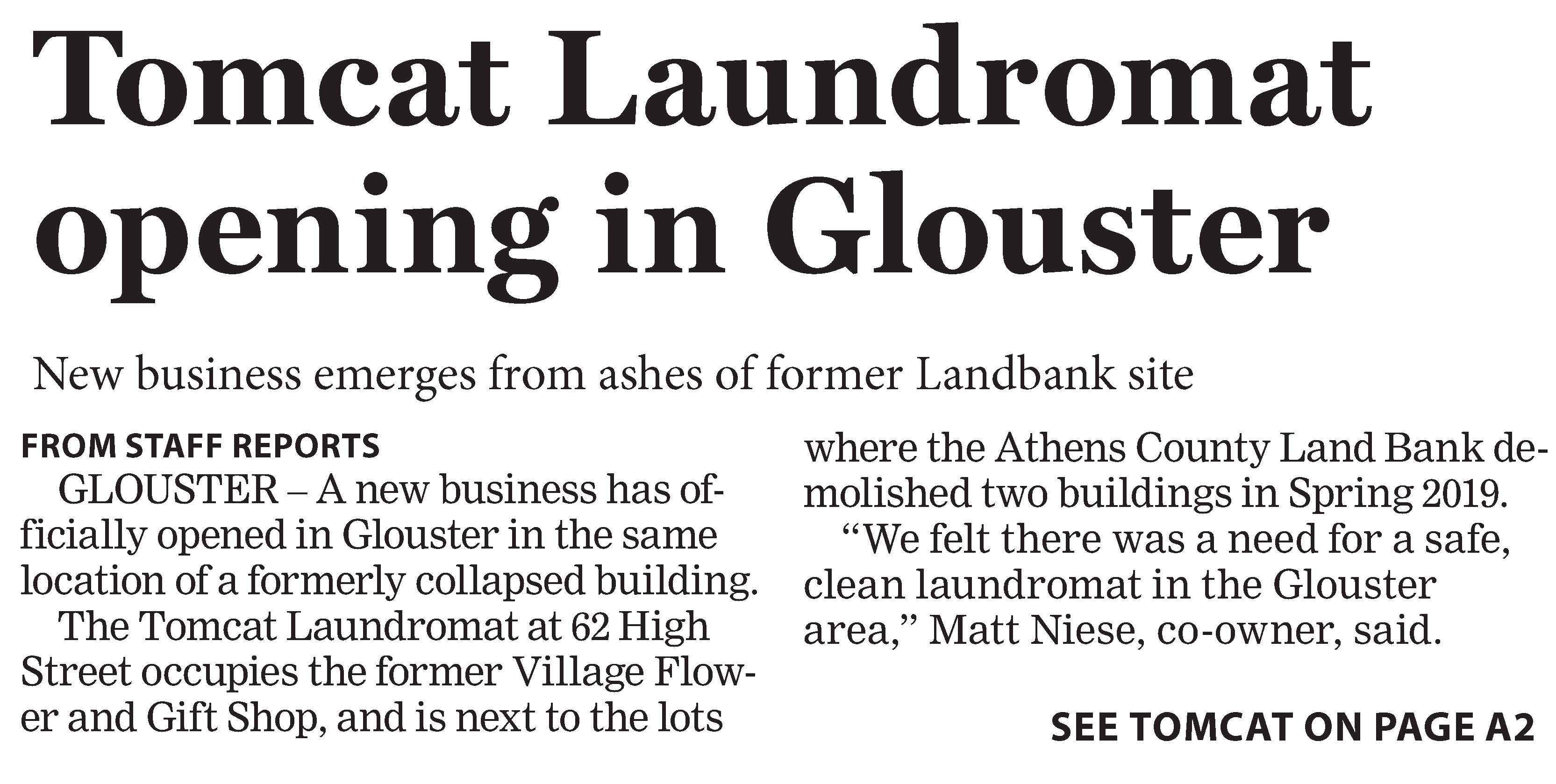 2021-3-20 Tomcat Laundromat Opening Athens Messenger Page 1